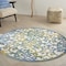 Homeroots 5 ft. Round Ivory & Blue Indoor & Outdoor Area Rug 385020 - alternate 8